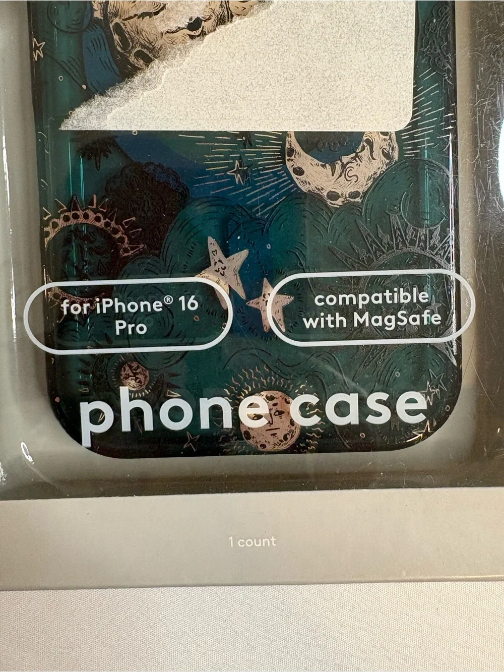 Heyday Green Celestial Patterned MagSafe Back Case for Apple iPhone 16 Pro
